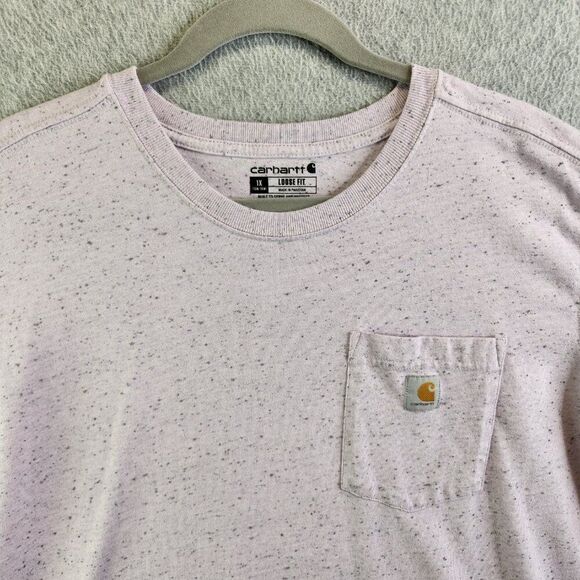 Carhartt Shirt Womens 1X Pink Speckled Pocket Tee Textured Loose Fit Heavy - Picture 2 of 10